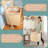 Rustic Wood Leaning Laundry Hamper Shelf with Pull-Out Hamper & Storage Trays
