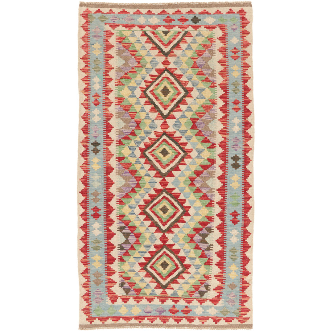 Handmade Kilim Wool Blue/Red Rug