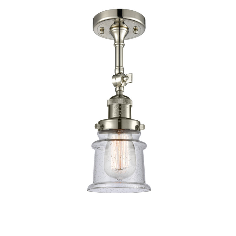 Plafonnier semi-encastré 1 lumière 6 po Alexandira, Grainé, Ampoule non incluse, Nickel poli