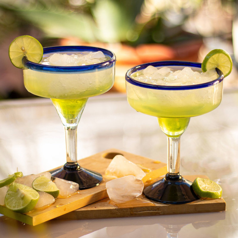 Hand Blown Margarita Glasses Set Of 6
