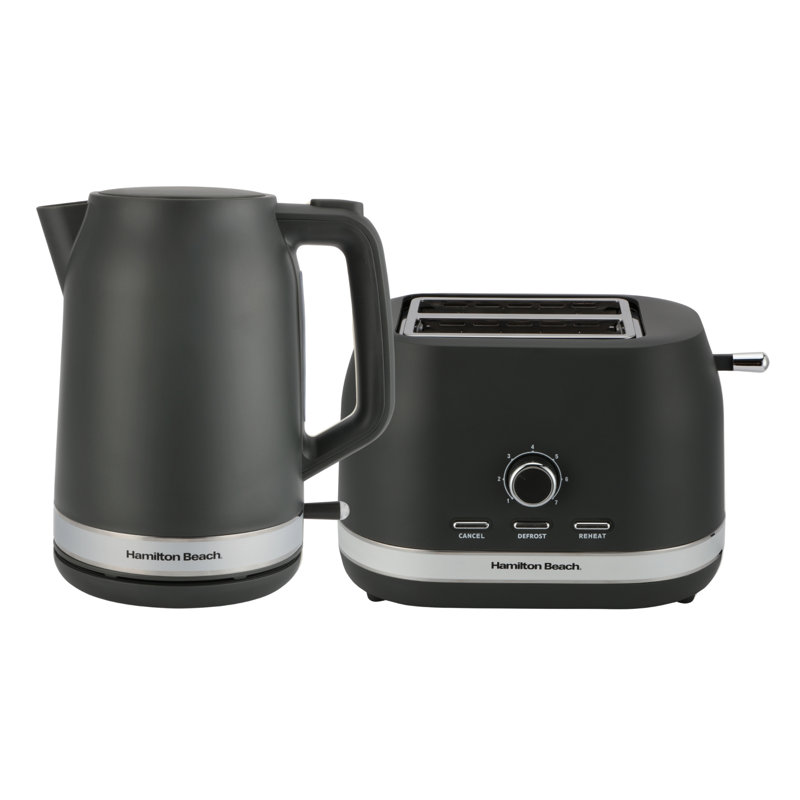 Hamilton Beach Ella Collection 1.7L Kettle and 2 Slice Toaster Set, Charcoal