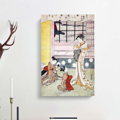 Window Opening Toward The Sea by Harunobu Suzuki - Wrapped Canvas Painting