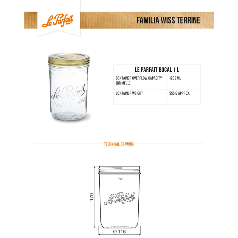Glass Jar - Set of 6, 17cm H x 11.6cm W x 11.6cm D