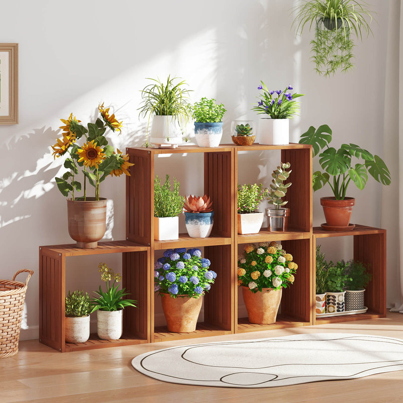 2 PCS 3 Cube Storage Organizers Stackable Bookcase Shelves for Small Spaces Teak
