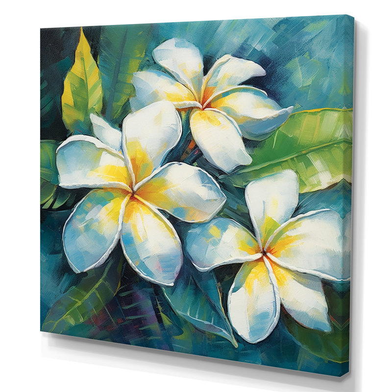 «White Plumeria Symphony Magic I», reproduction sur toile, H 30 po x l 30 po, Toile tendue