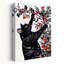 Playful Christmas Cat And Holly Playful Abstract Contemporary Cat Tree Winter Wall Art Print 1 Piece Wrapped Canvas Wall Art-316947941