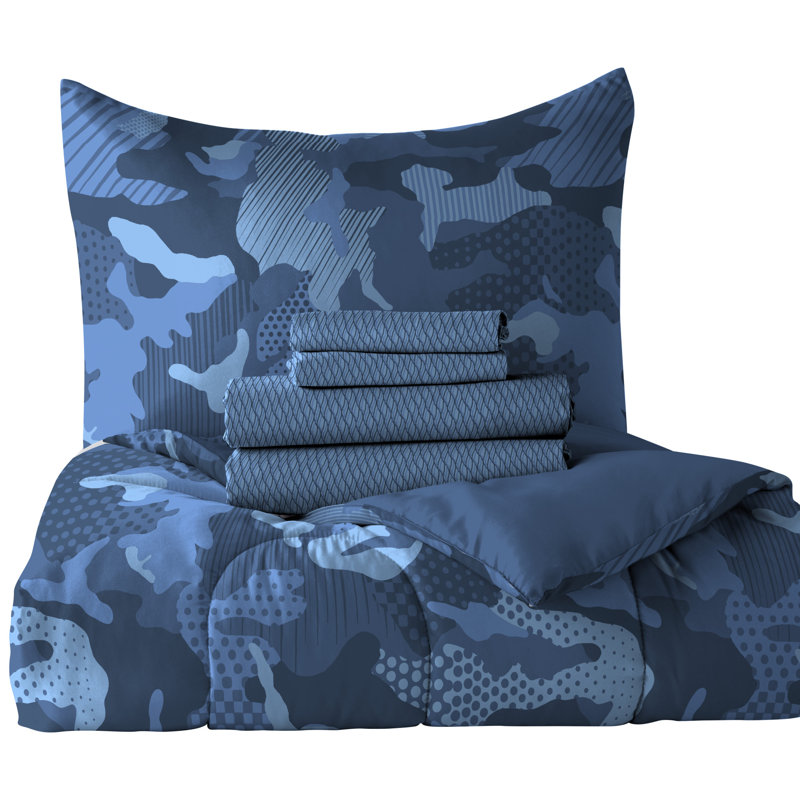 Full Blue Microfiber Reversible Kids Bed in a Bag Set