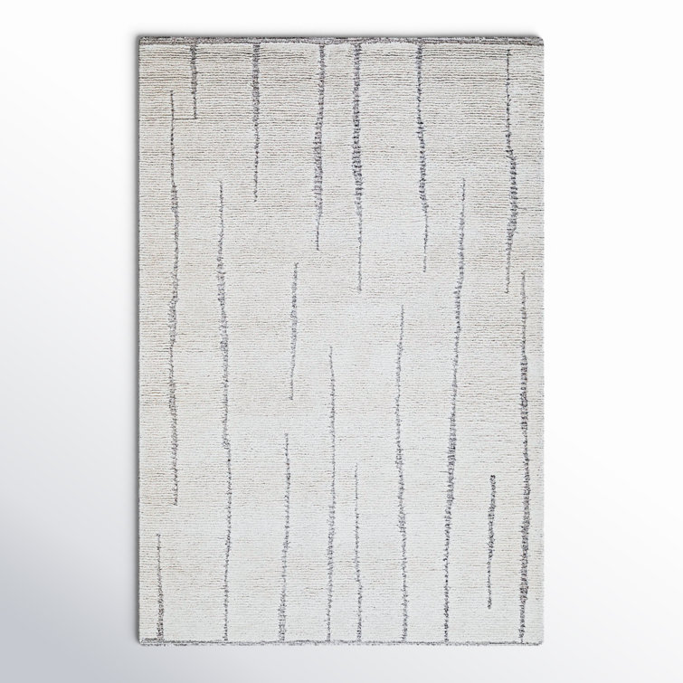 Keagan Abstract Handmade Tufted Wool Area Rug in Charcoal/Ivory/Brown