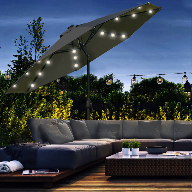270cm Lighted Tilt Market Parasol, Grey