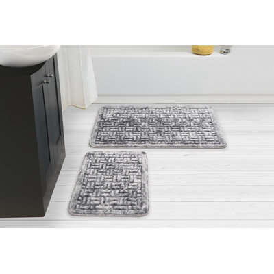 Ensemble de 2 tapis de bain de couleur unie Hazem