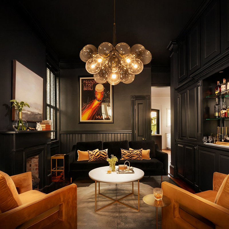 Eclectic-Style 6-Light Gradient Glass Bubble Chandelier