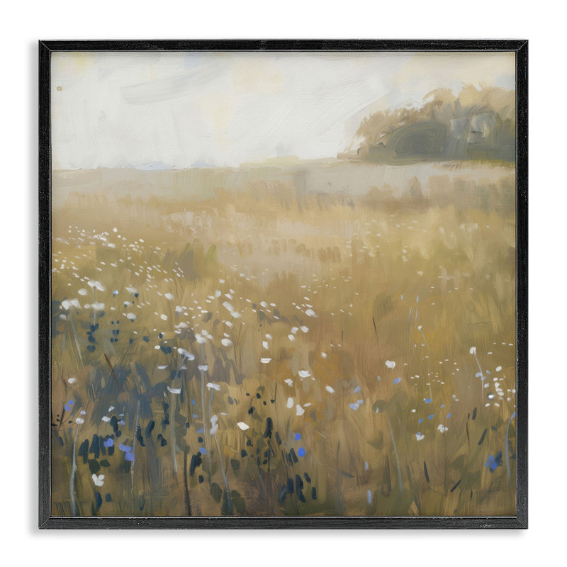 Estampe numérique sur fond neutre Wildflower, design par LSR Creative Studio, H 12 po x l 12 po, Giclée encadrée noir minuit