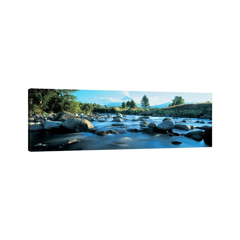 Rocks In The River, Mount Taranaki, Taranaki, North Island, New Zealand - Wrapped Canvas Panoramic Print