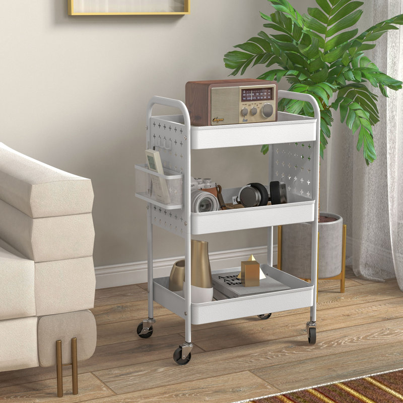 Aroosha 75cm H x 53.5cm W Utility Cart with Wheels, White