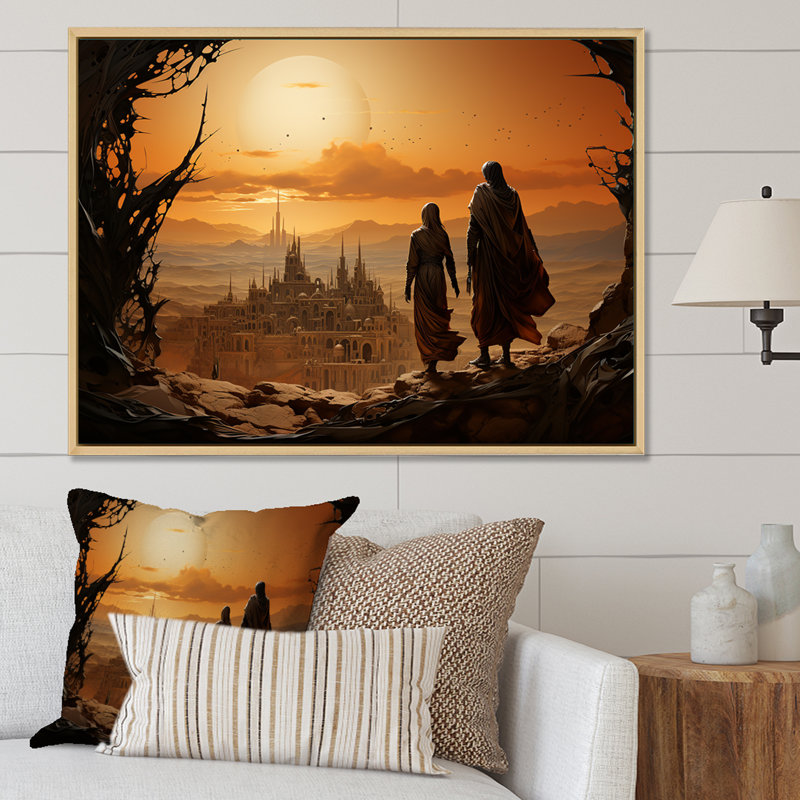 «Bethlehems Bronze Christianism Landscape», reproduction d'art sur toile, Cadre flottant blanc, H 24 po x l 32 po x P 1 po