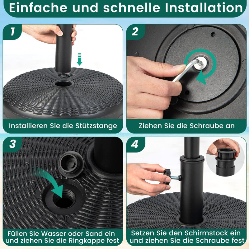 Hahnville 2kg Plastic Free Standing Umbrella Base