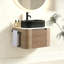 36 inch Bathroom Vanity with Sink, Walnut Wall Cabinet with Free Towel Rack, Single Black Oval Striped Ceramic Basin Design, without Drain and Faucet, Pre-assembled-1799642812-1799642814