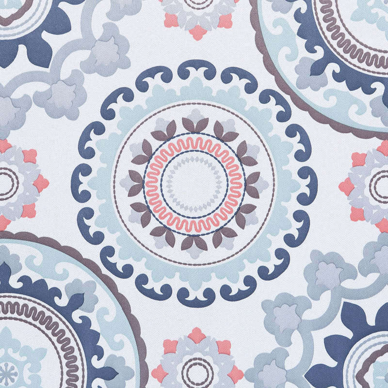 Sun Zero Nepal Global Medallion Print Blackout Grommet Curtain Panel, Blue/White, 40" W x 84" L