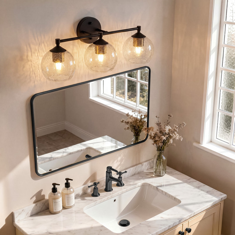 Éclairage pour meuble-lavabo à 3 lumières à intensité variable design Design en verre brisé, Black