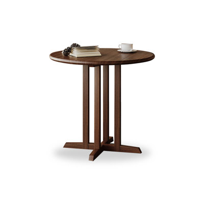 Nut-brown Round Solid Wood Dining Table