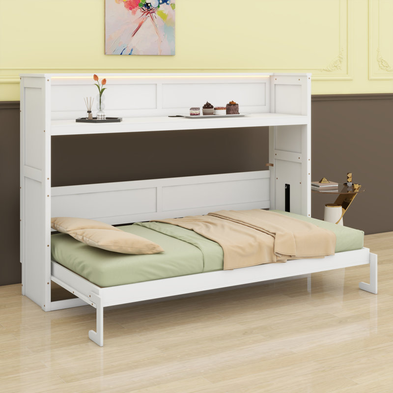 Lit escamotable avec bureau Murphy, Blanc