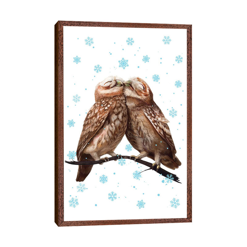 Winter Owls by Valeriya Korenkova - Gallery-Wrapped Canvas Giclée on Canvas, Classic Wood Floater Framed