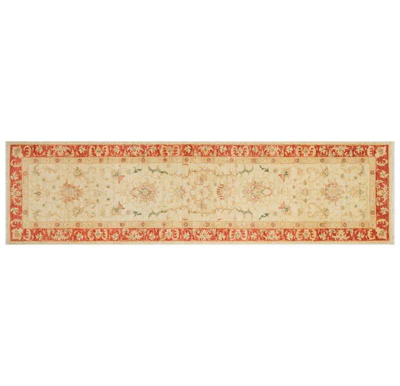 Jylene Hand Woven Runner Beige Floral Oriental 100% Wool