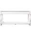 Console 63 po, structure en bois massif, 3 tiroirs et tablette, blanc antique, construction, style Mid-Century 63 po avec espace supplémentaire fonctionnel