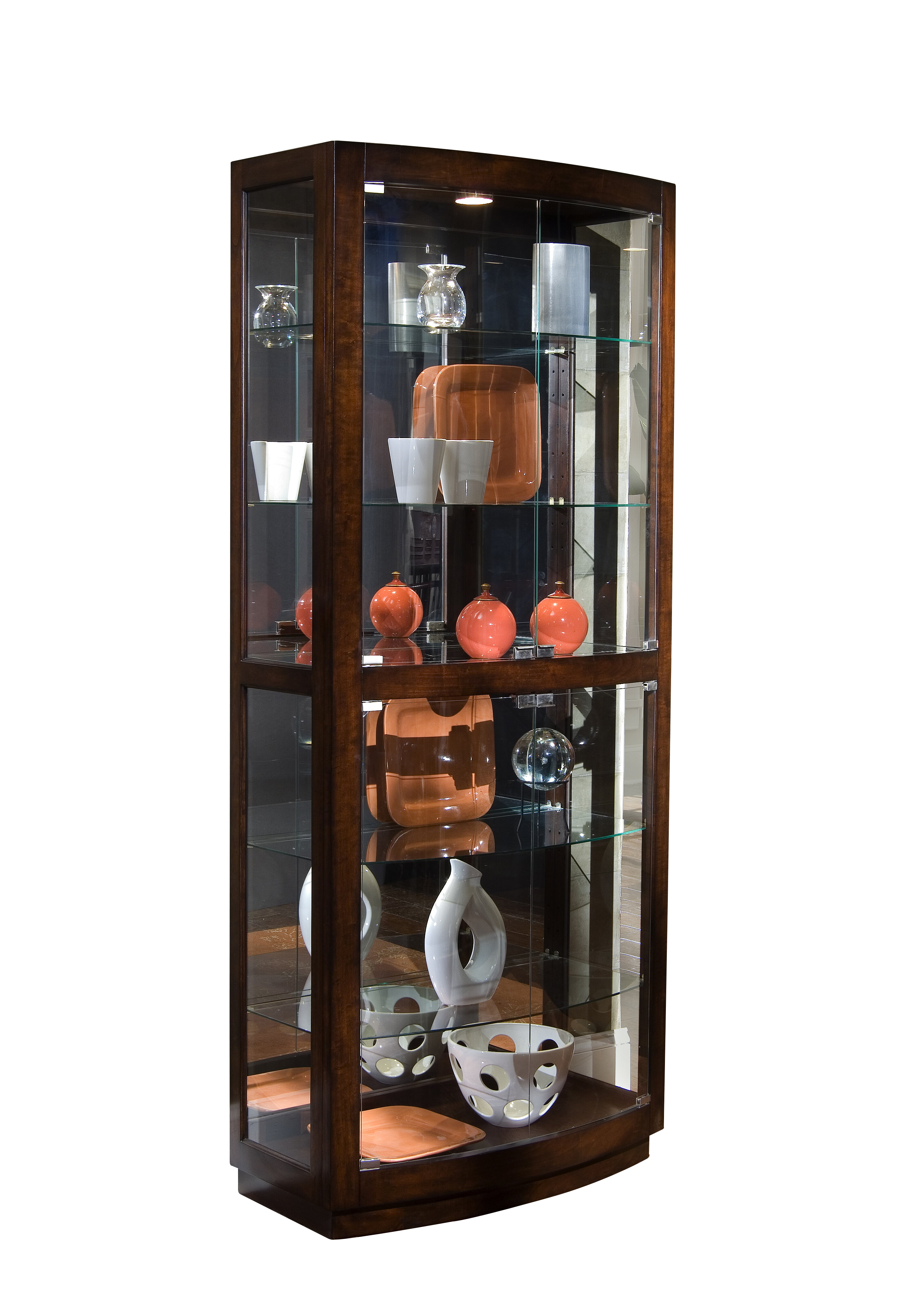 Pacific Landing 5-Shelf Glass Curio Cabinet in Black and Clear