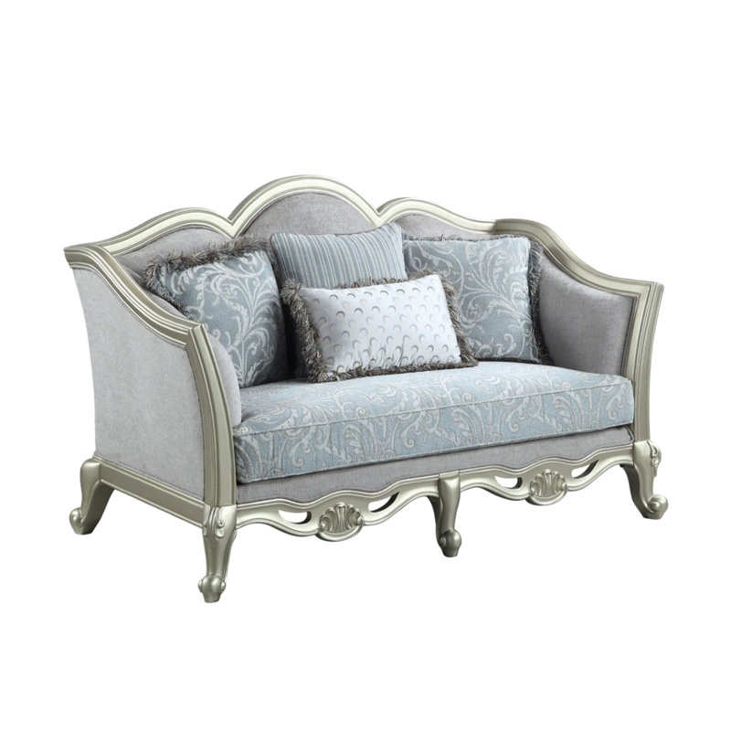 Canapé classique 66 po Vic, sièges rembourrés en tissu, gris, champagne