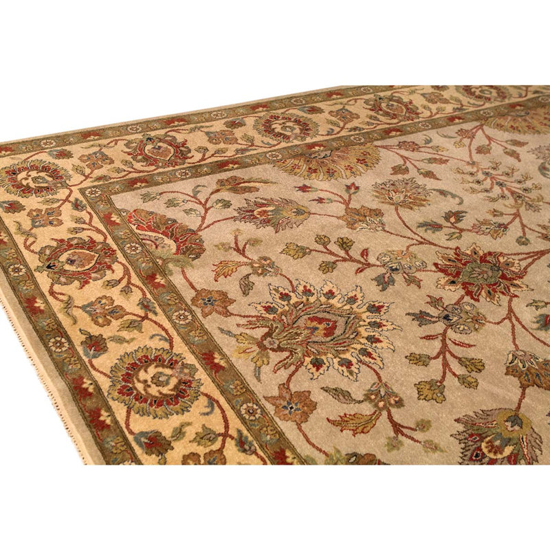 Tapis brun / crème noué à la main
