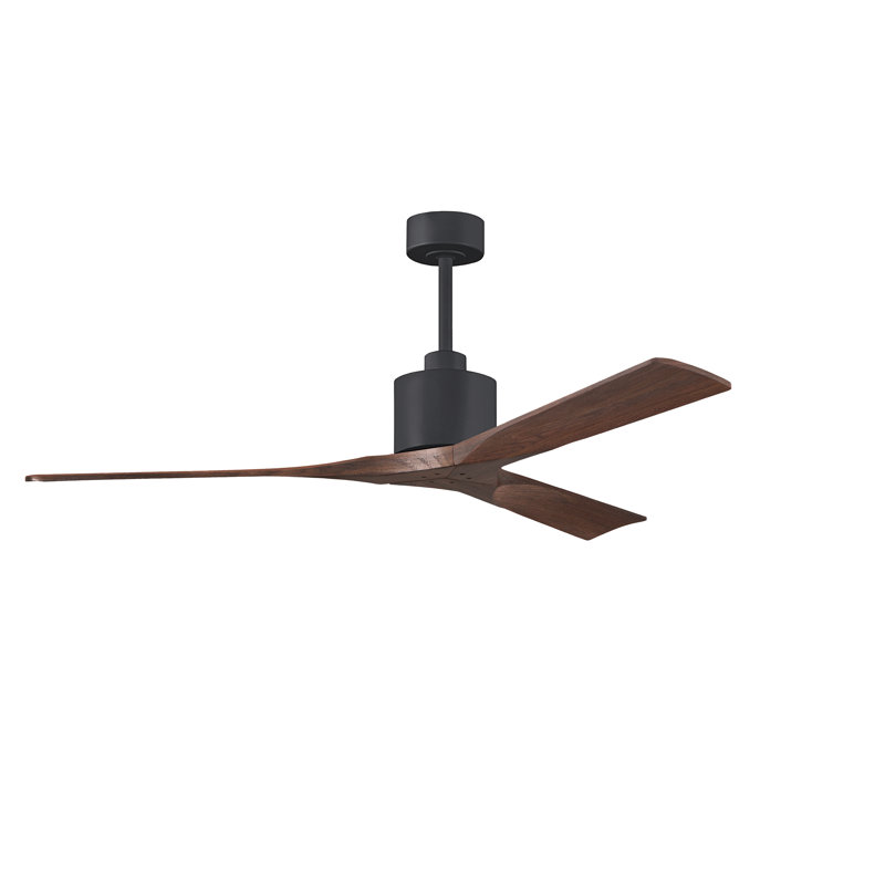 Nan Ceiling Fan In Textured Blades, Matte Black, Walnut Tone, 52"