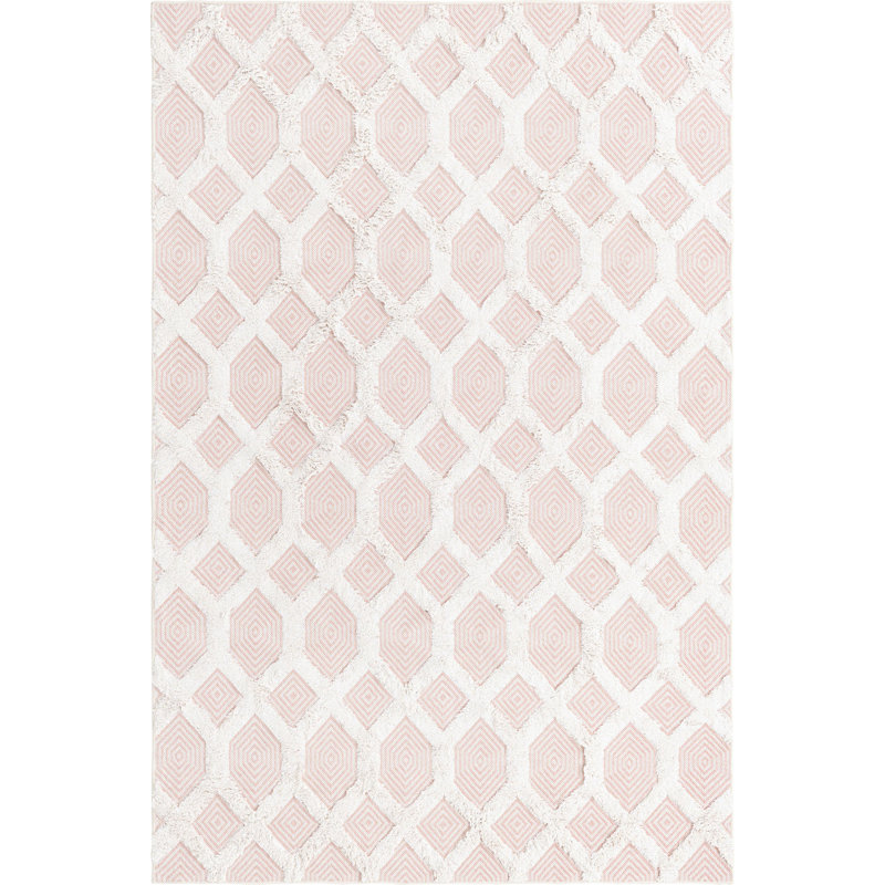 Tapis contemporain Jordalier de couleur rose, Rectangle 5 pi 3 po x 8 pi