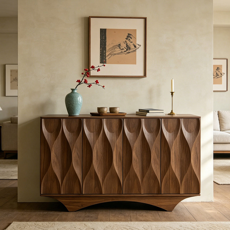 Armoire d'entrée Mid-Century, H 35,4 po x l 55,1 po x P 15,7 po