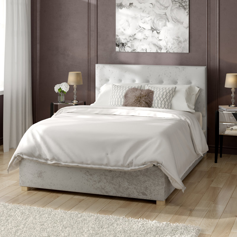 Abarca Upholstered Ottoman Storage Bed, Double (4'6), Pearl