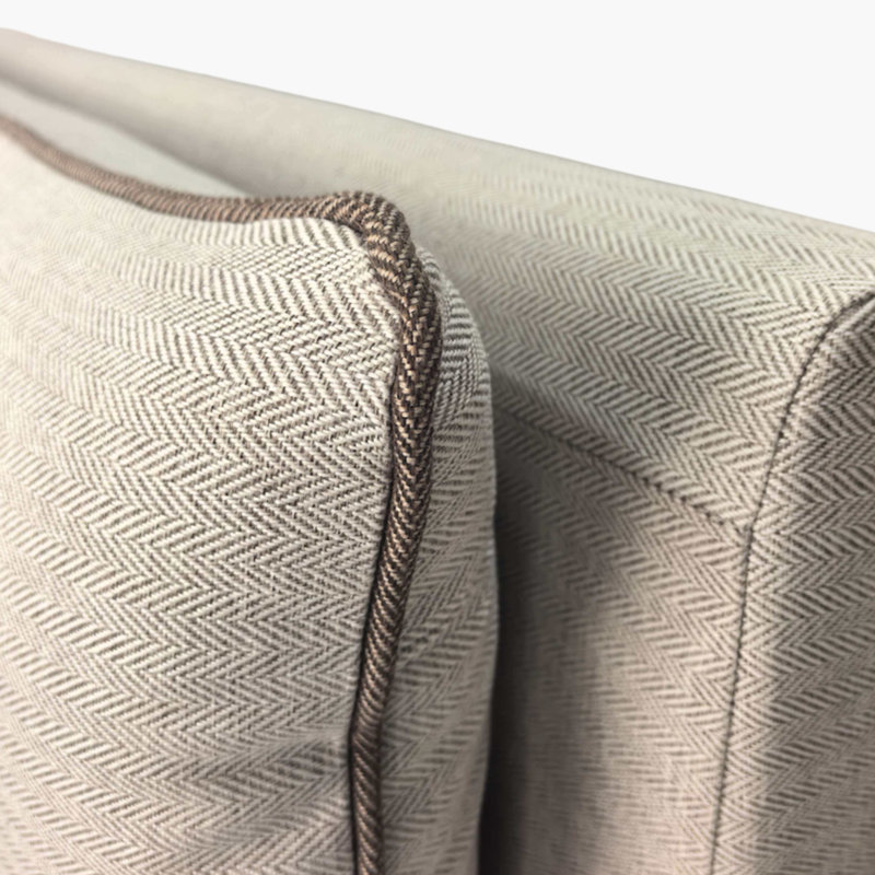 Roselane Upholstered Fabric Ottoman Bed Frame - Pillow Headboard Design        , Natural Fabric, King
