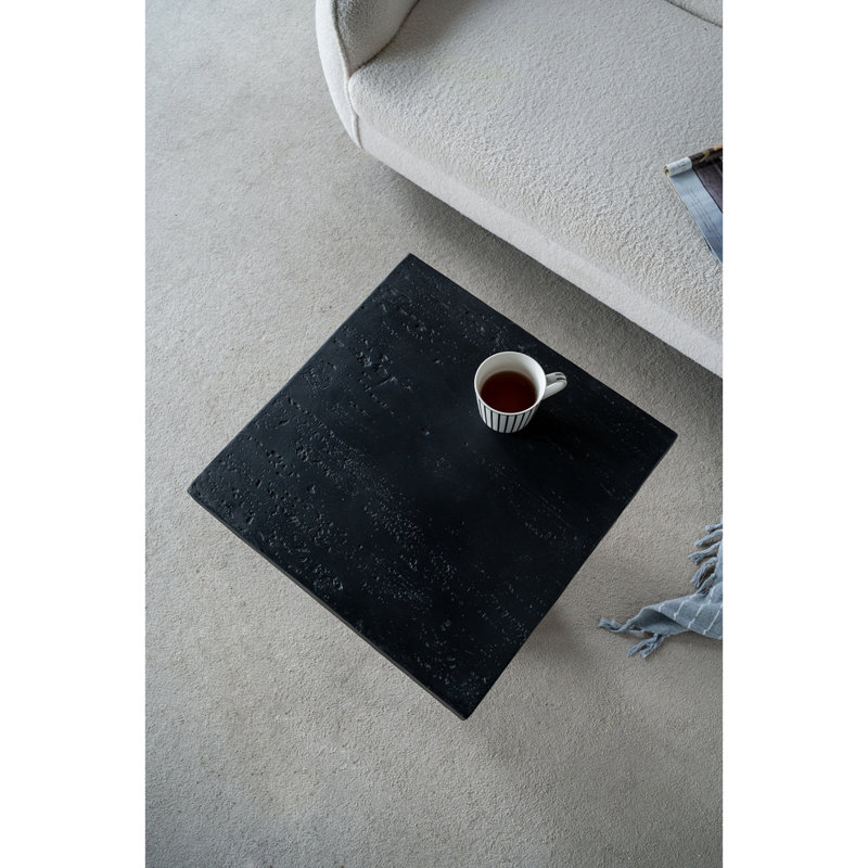 Table d'appoint carrée noire avec base piédestal