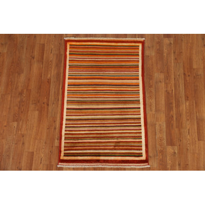 Tapis oriental rayé Gabbeh 2x4