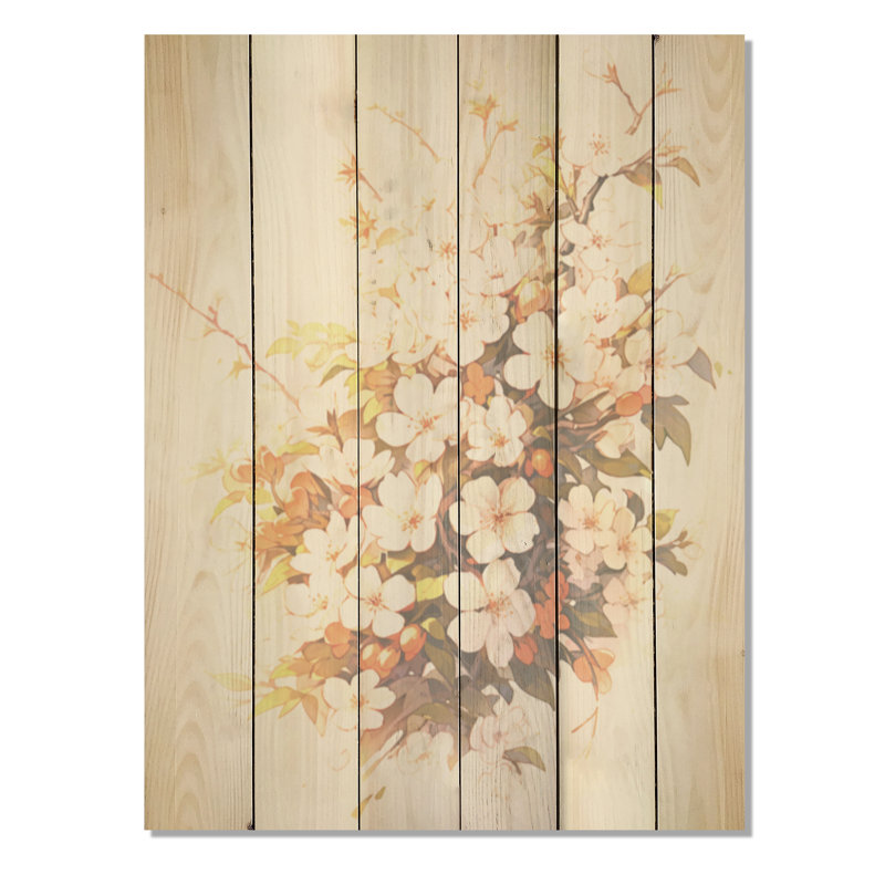 A Garden S Flower Grace - Fleurs saisonnières, art mural sur bois de pin naturel, H 32 po x l 24 po