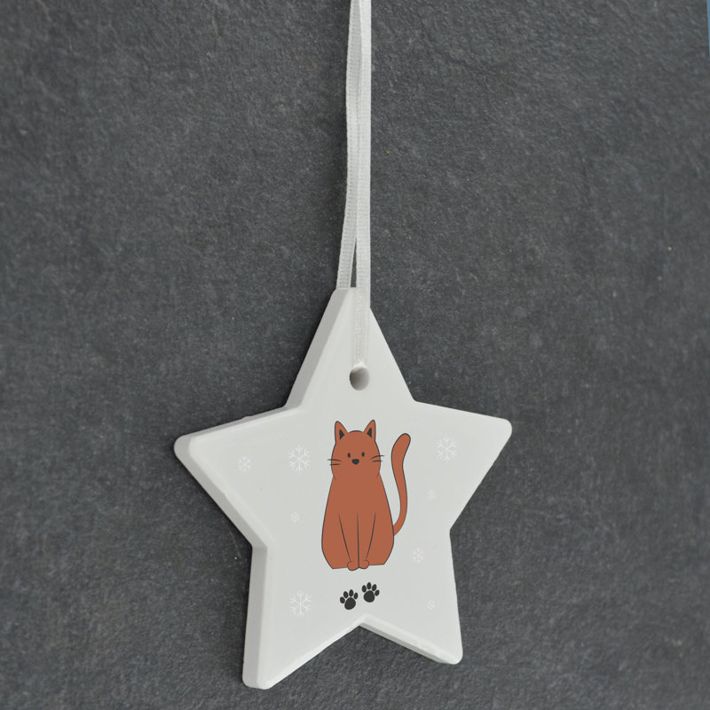 Vivid Squid Wholesale Santa Paws Cat Star Shaped Ceramic Ornament