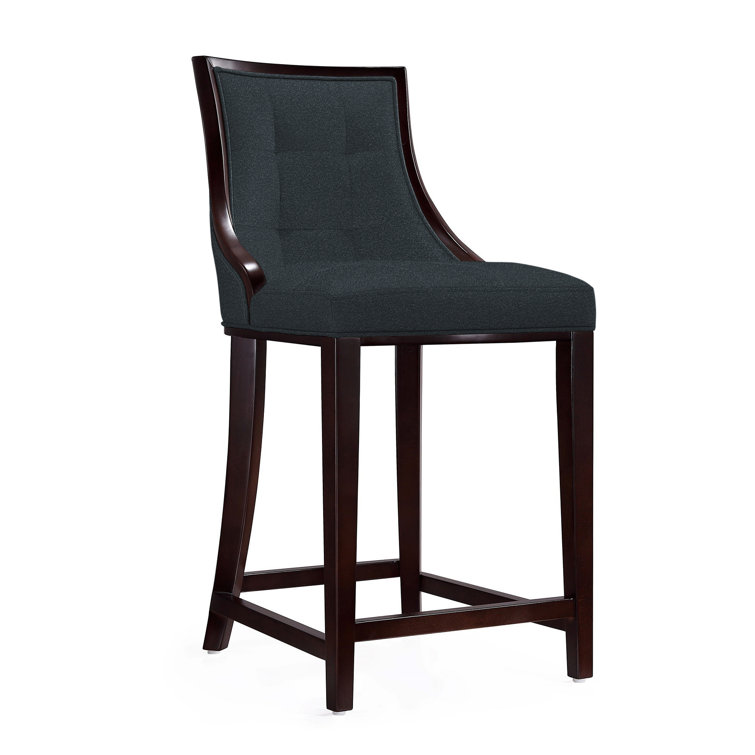 Upholstered Counter Stool with Solid Wood Frame