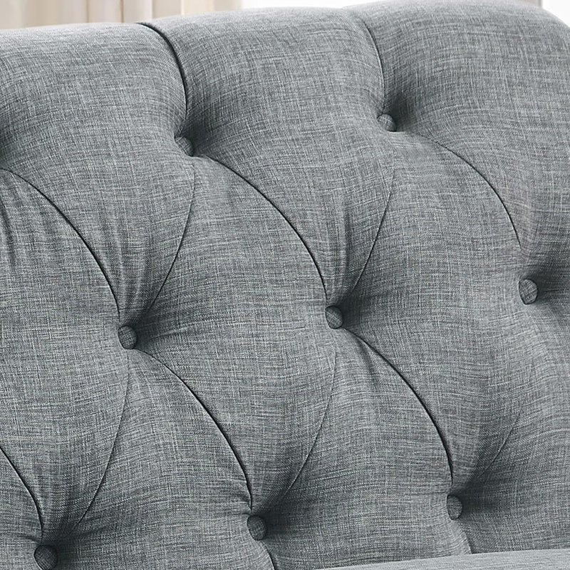Upholstered Tufted Fine Polyester Chair Loveseat Sofa Bench with Armless Design Easy Assembly for Living Room Bedroom, Gray
