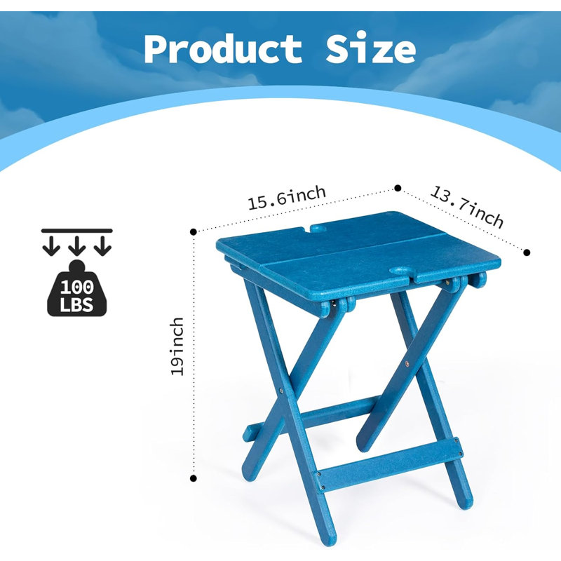 Outdoor Folding Side Table, Blue