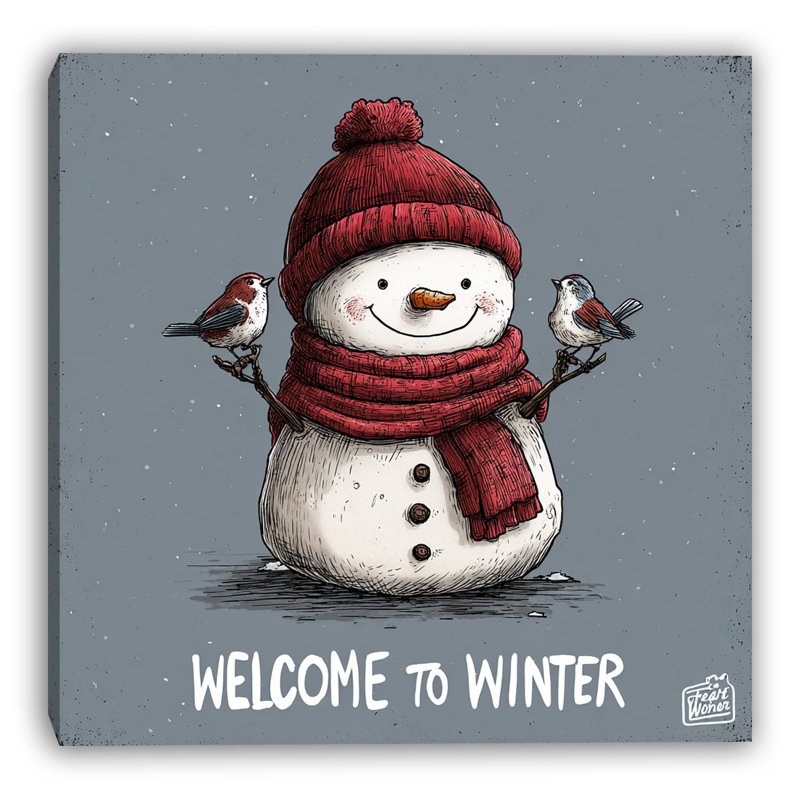 Hiver bonhomme de neige sur toile de voeux, H 30 po x l 30 po