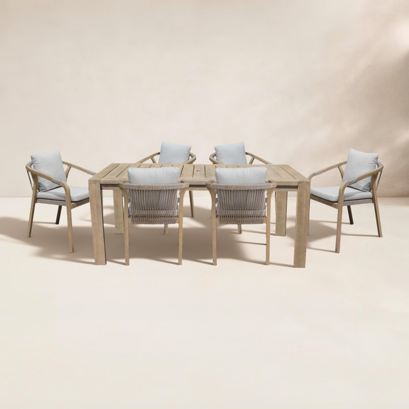 Joly 6 - Person Wood Patio Dining Set with Square Table, Brown