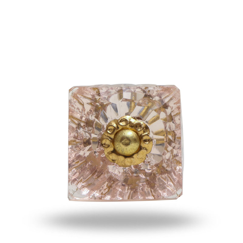 Mammounia 1.4" Length Square Knob Multipack, Light Pink/Gold