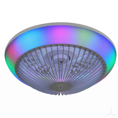 Ventilateur de plafond fermé à DEL 15 pouces à intensité variable avec télécommande 6 vitesses sans pales pour chambre à coucher pour enfants