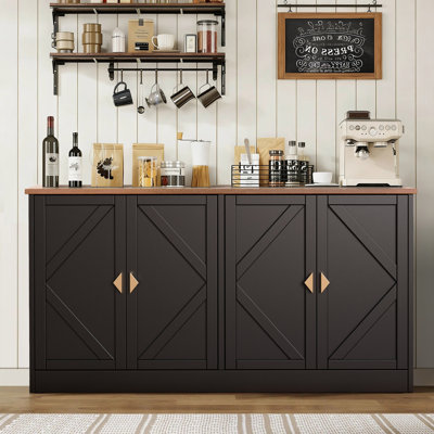 Carville 59" Buffet Sideboard with Adjustable Shelves, Mid-Century Coffee Bar Table For Living Room, Dinning Room