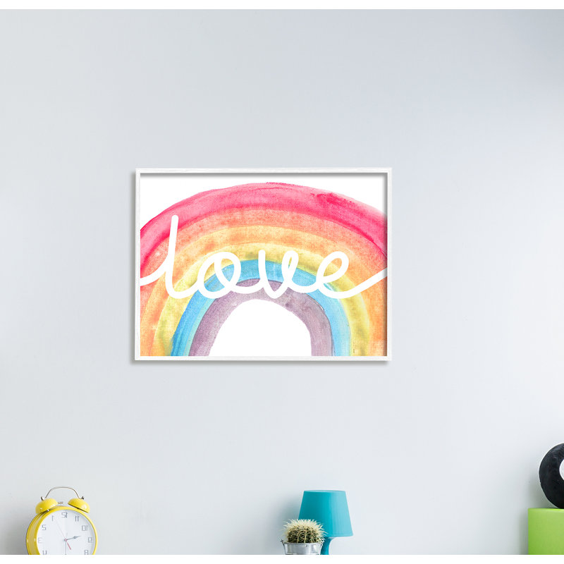 «Warm Rainbow Arches Love Cursive», typographie, Toile tendue, H 24 po x l 30 po