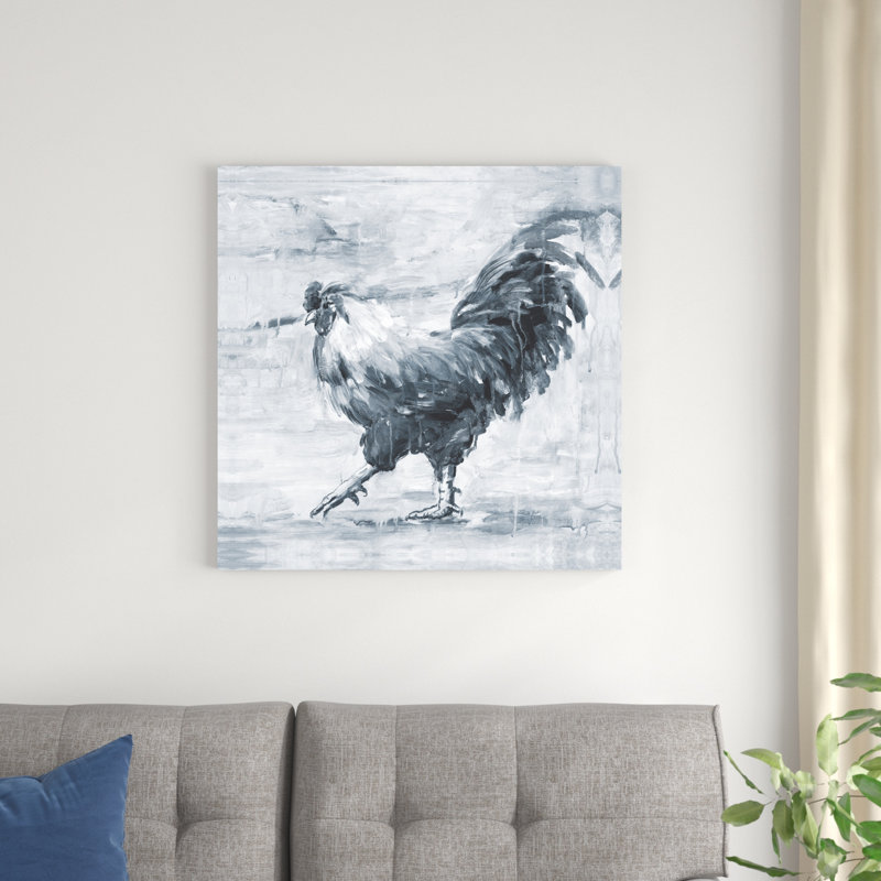 " Navy Drippy Chicken " Painting Print, 30" H x 30" W